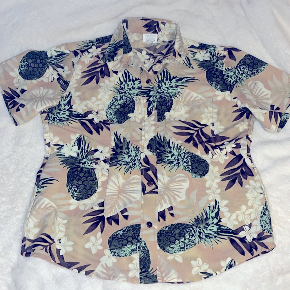 CINTAS Hawaii Shirt floral pineapples women’s Small S
